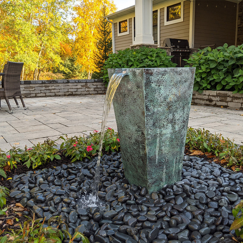 Single Tapered Square Urn Stone Fountain