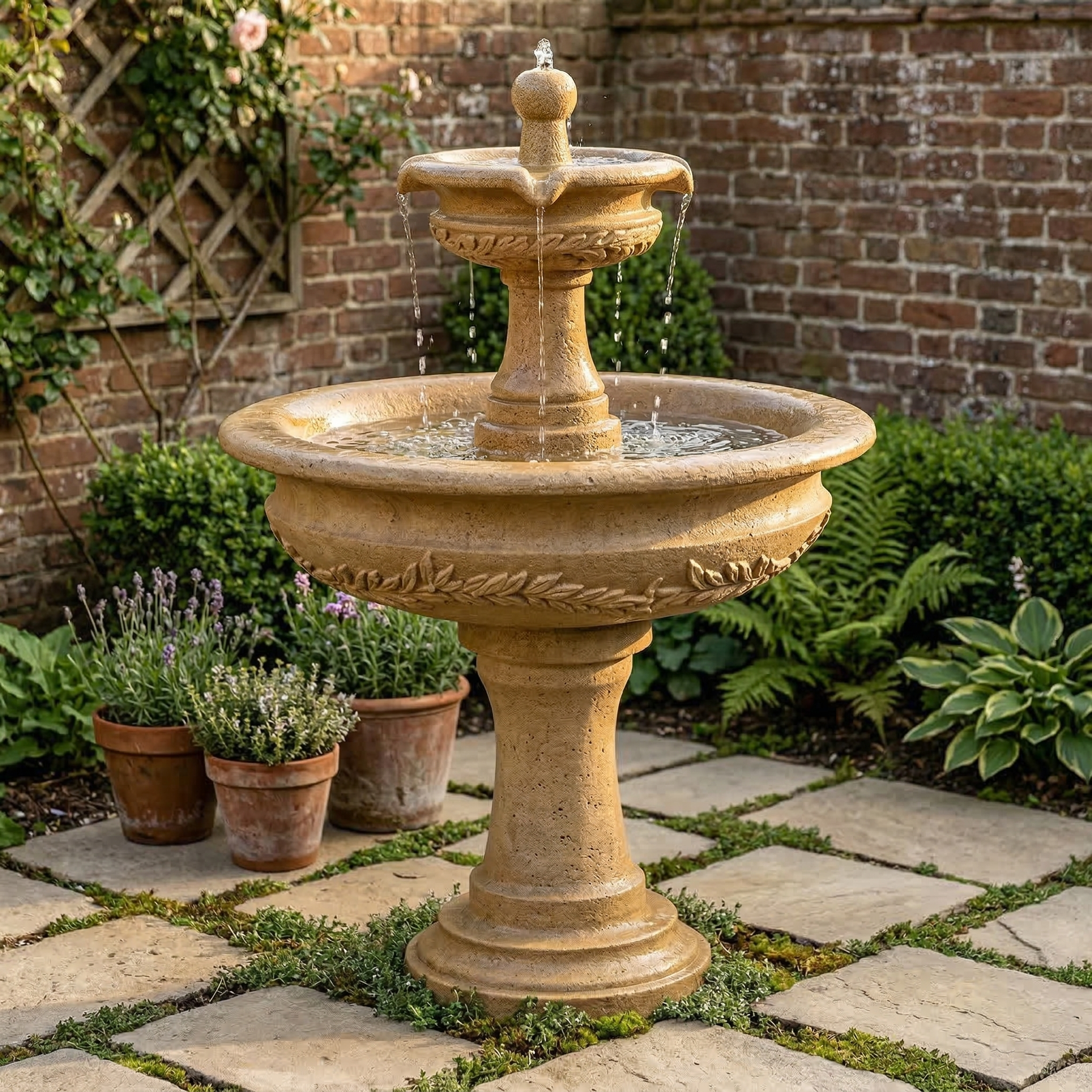 Alloro Garland Two Tier Fountain – Soothing Company