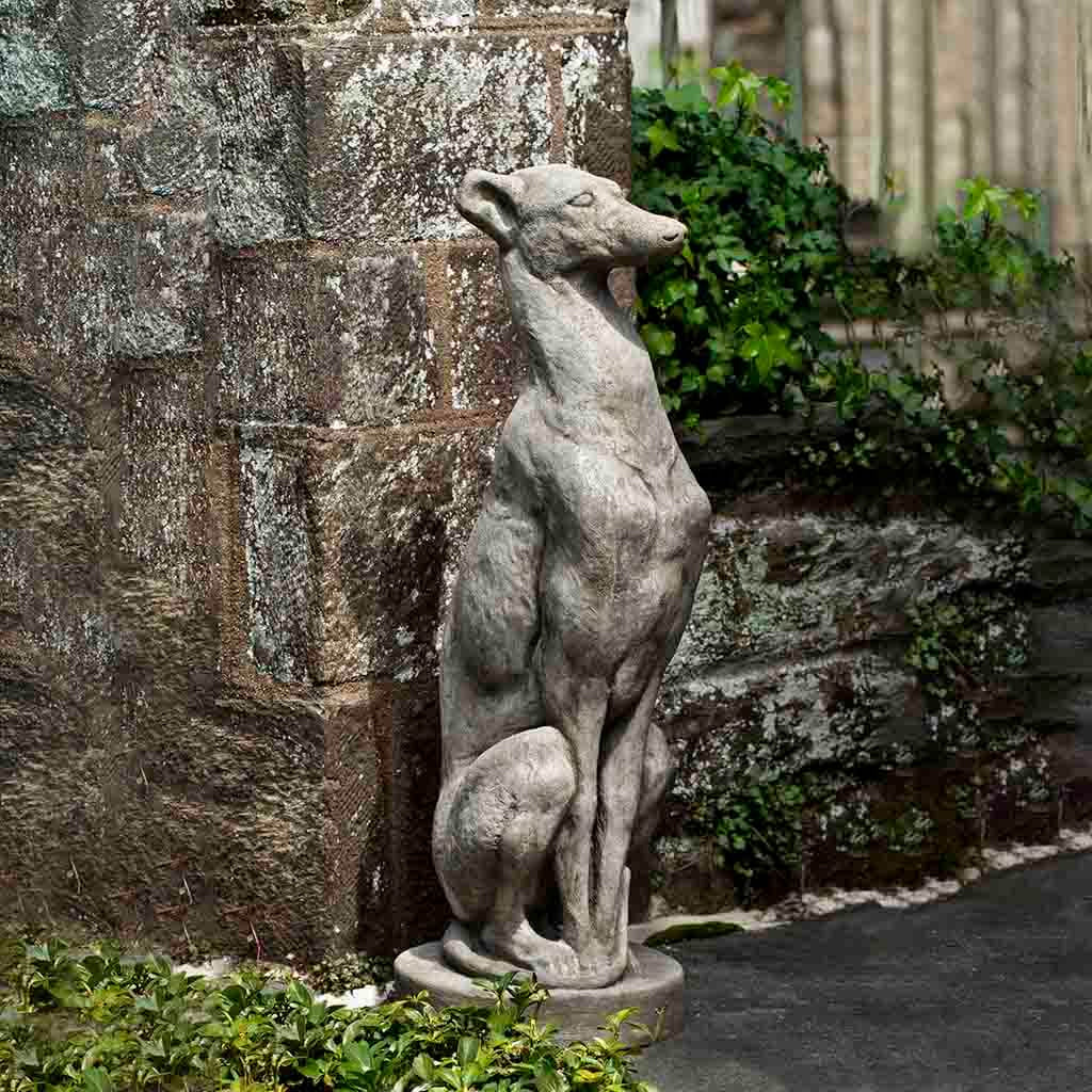 Antique Greyhound Cast Stone Dog Garden Statue – Soothing Company