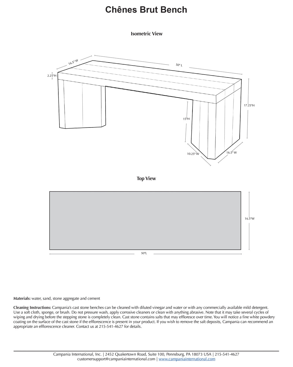 Chênes Brut Garden Bench