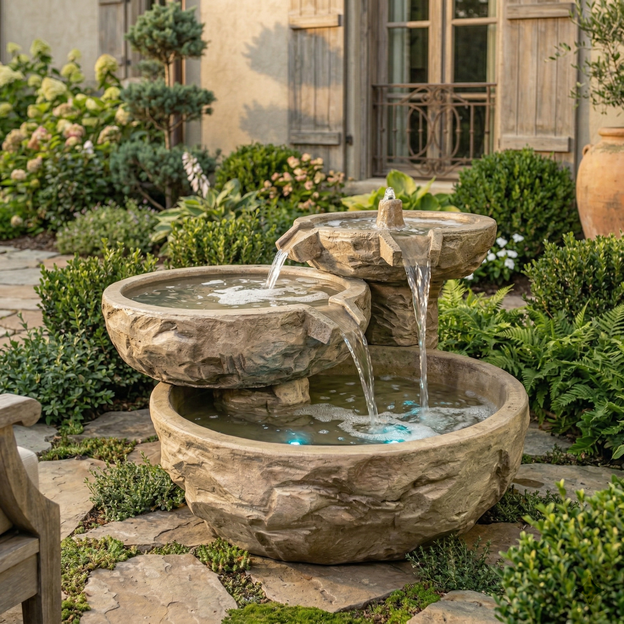 Basalt Triple Cascade Fountain – Soothing Company