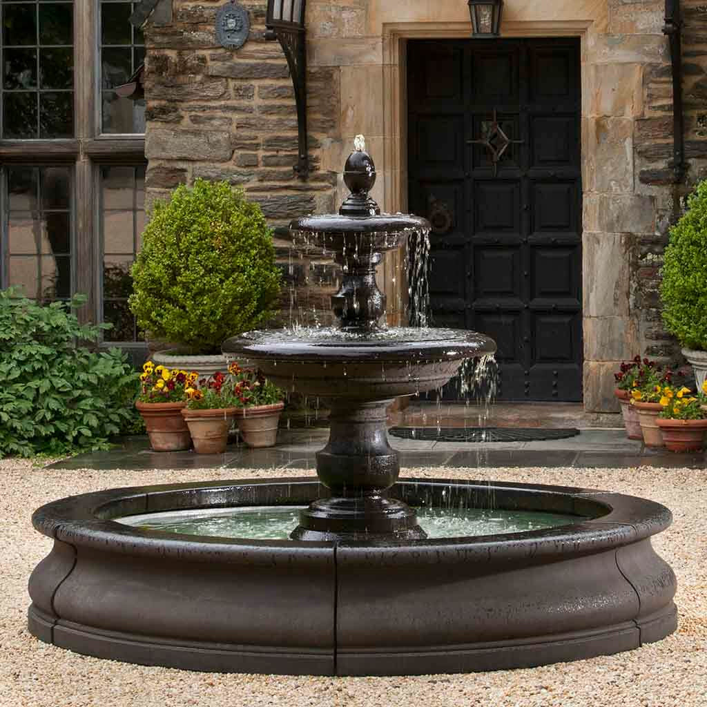 Caterina Tiered Large Outdoor Fountain in Basin