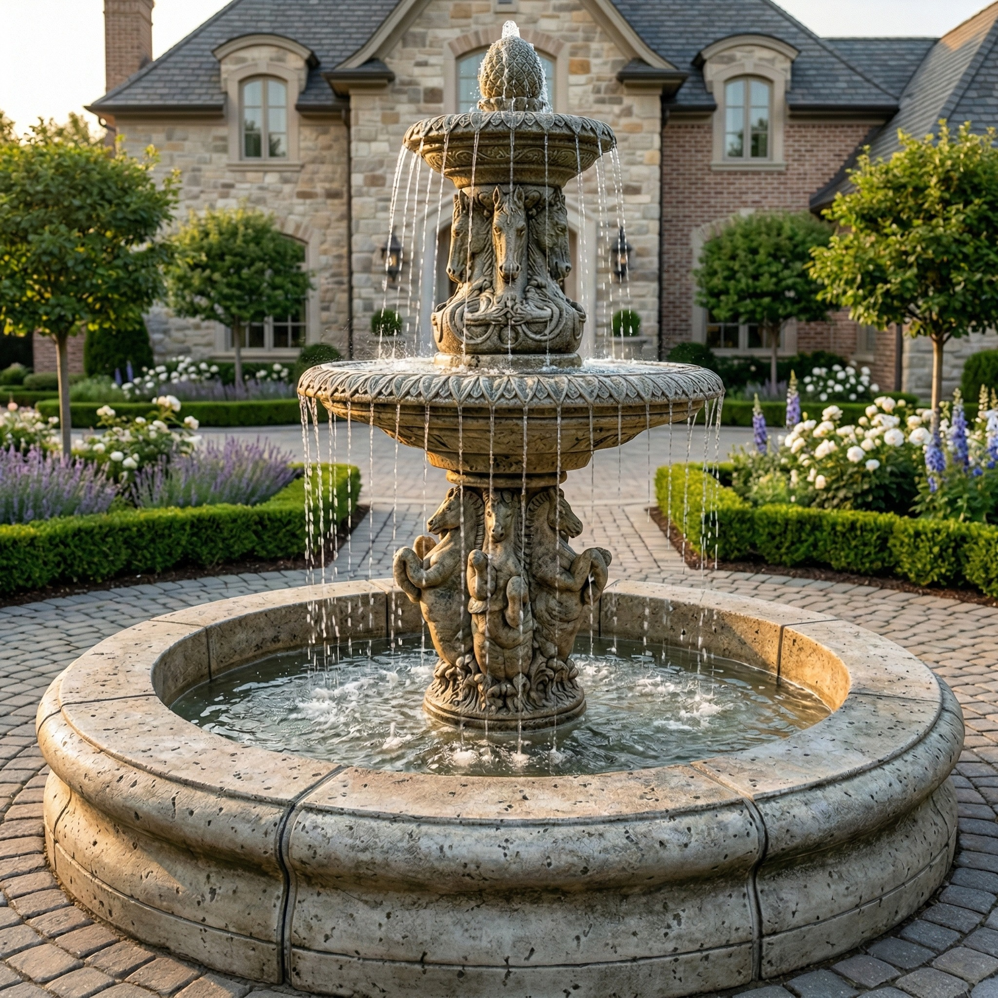 Cavalli Tiered Outdoor Fountain with Fiore Pond