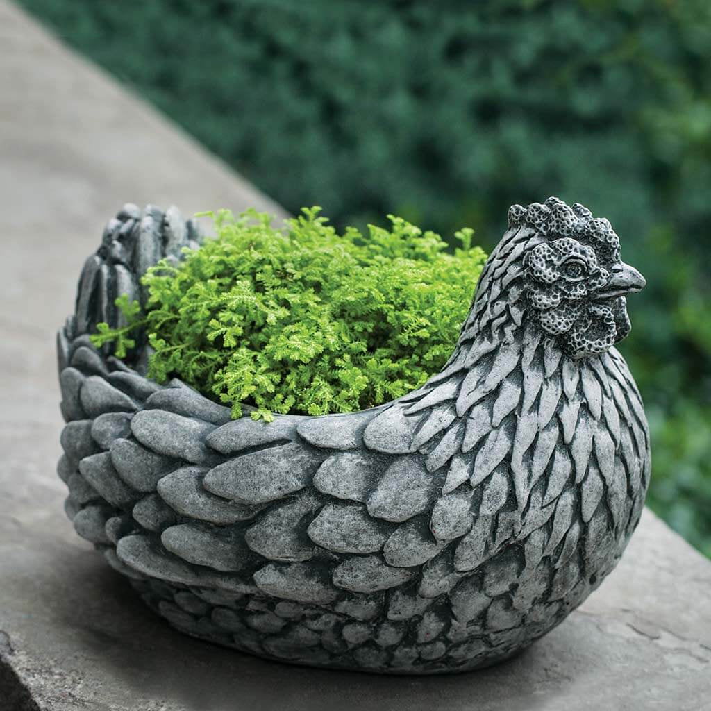 cast stone pot planter Campania International Chicken Planter Alpine Stone