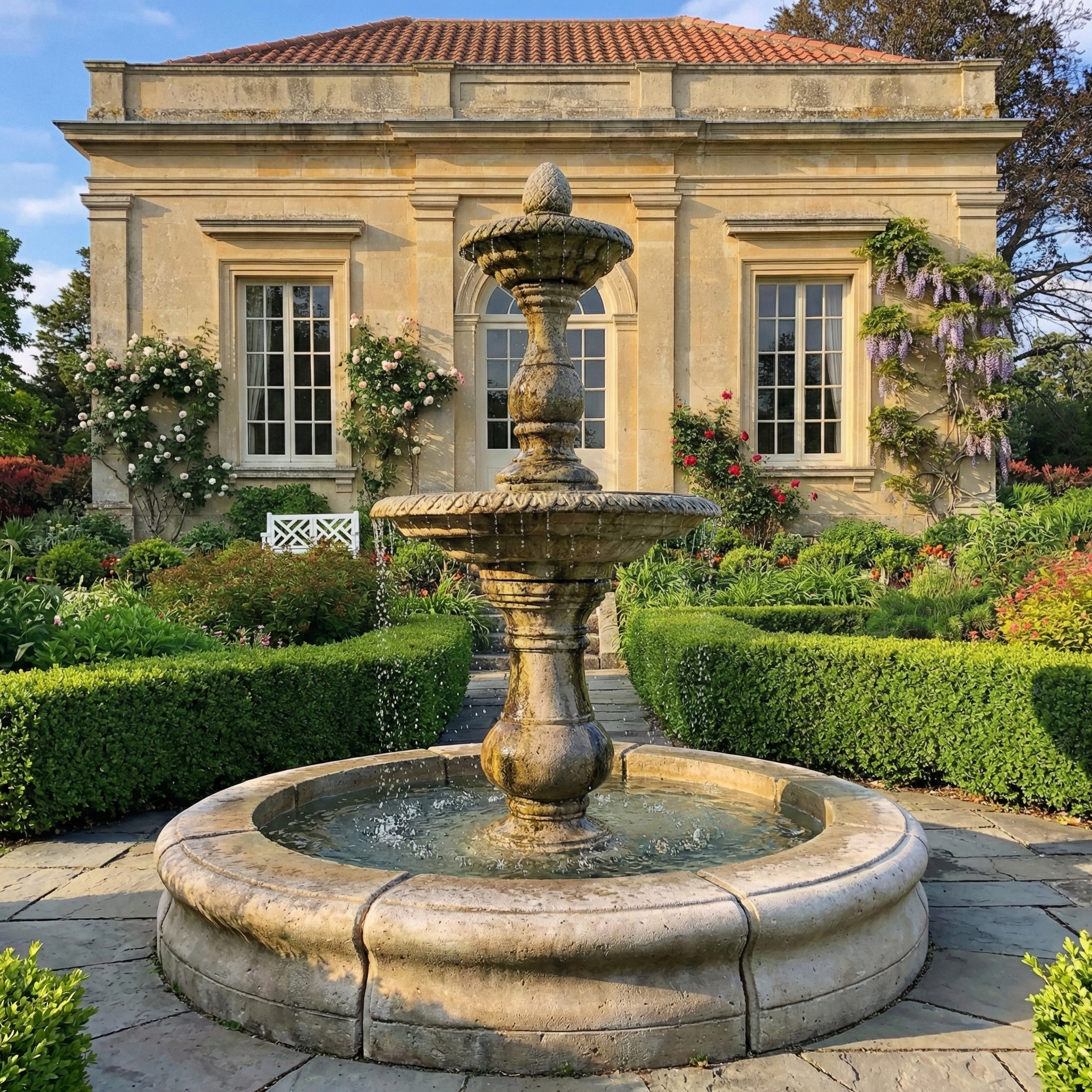 Gran Vista Tiered Outdoor Fountain with Fiore Pond | Large