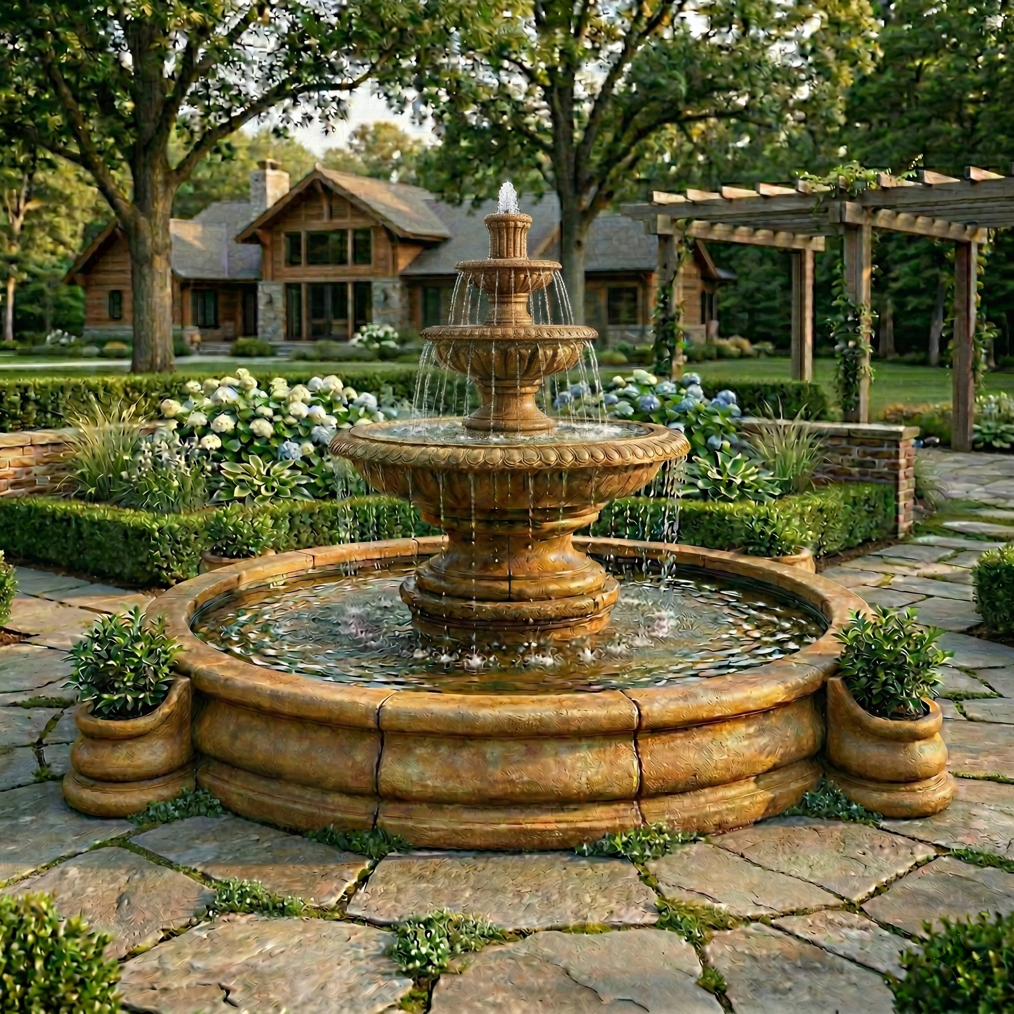 Grande Palazzo Fluted Outdoor Water Fountain | Large Outdoor