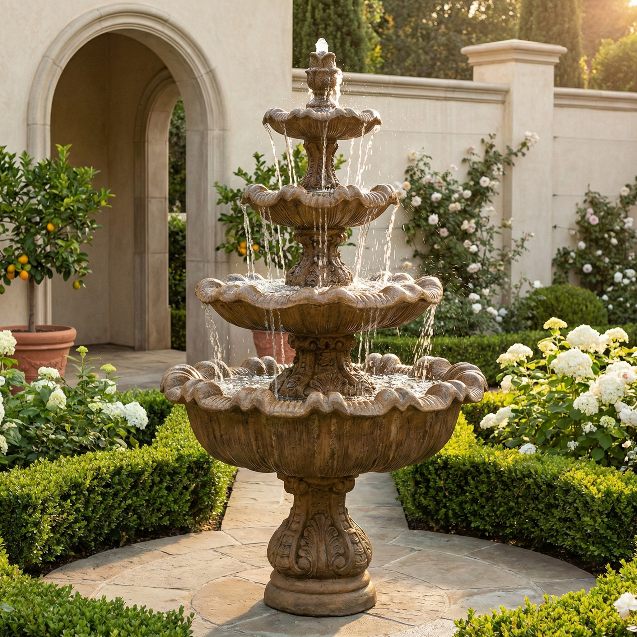 Fontaine 4種類 Italian 4-Tier Outdoor Fountain - Tall | Large Water Feature