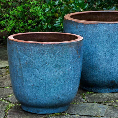 Nari Glazed Planter in Rustic Blue
