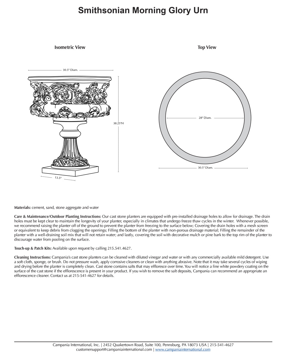 Smithsonian Morning Glory Urn Garden Planter