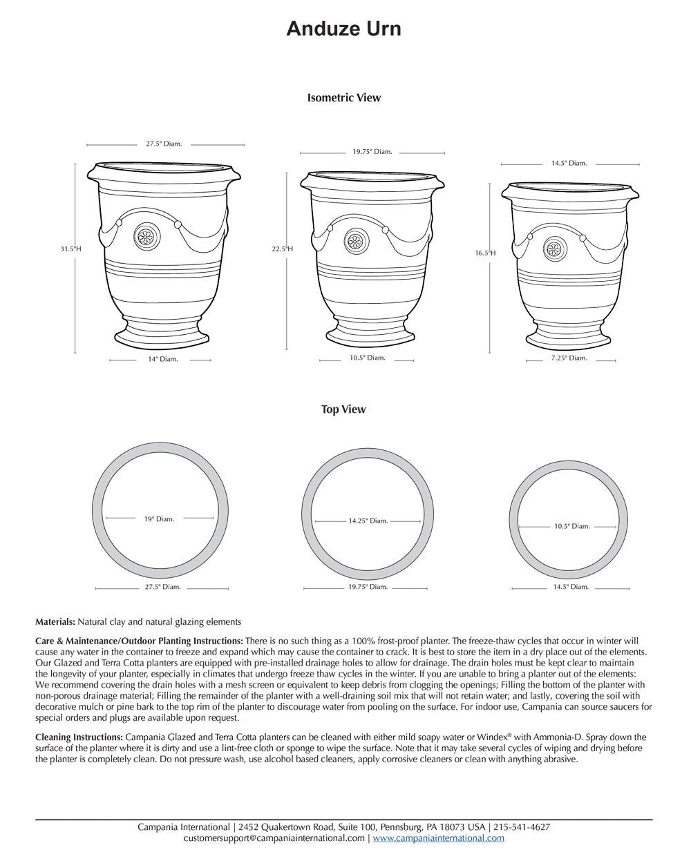 Anduze Urn Planter Nested Set of 3 | Glazed Collection