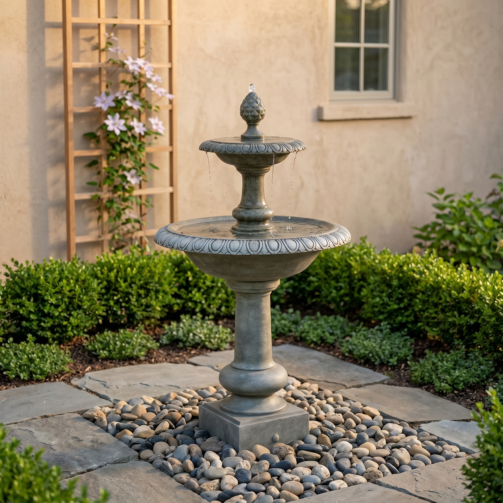 Williamsburg Pineapple Concrete Two Tier Fountain – Soothing Company