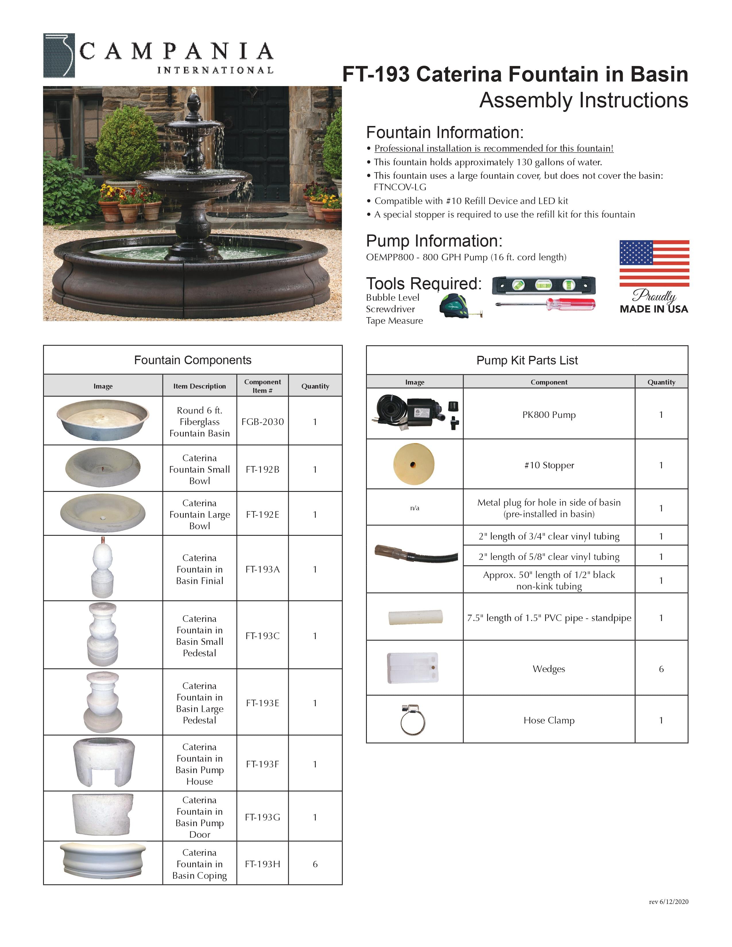 Caterina Tiered Large Outdoor Fountain in Basin