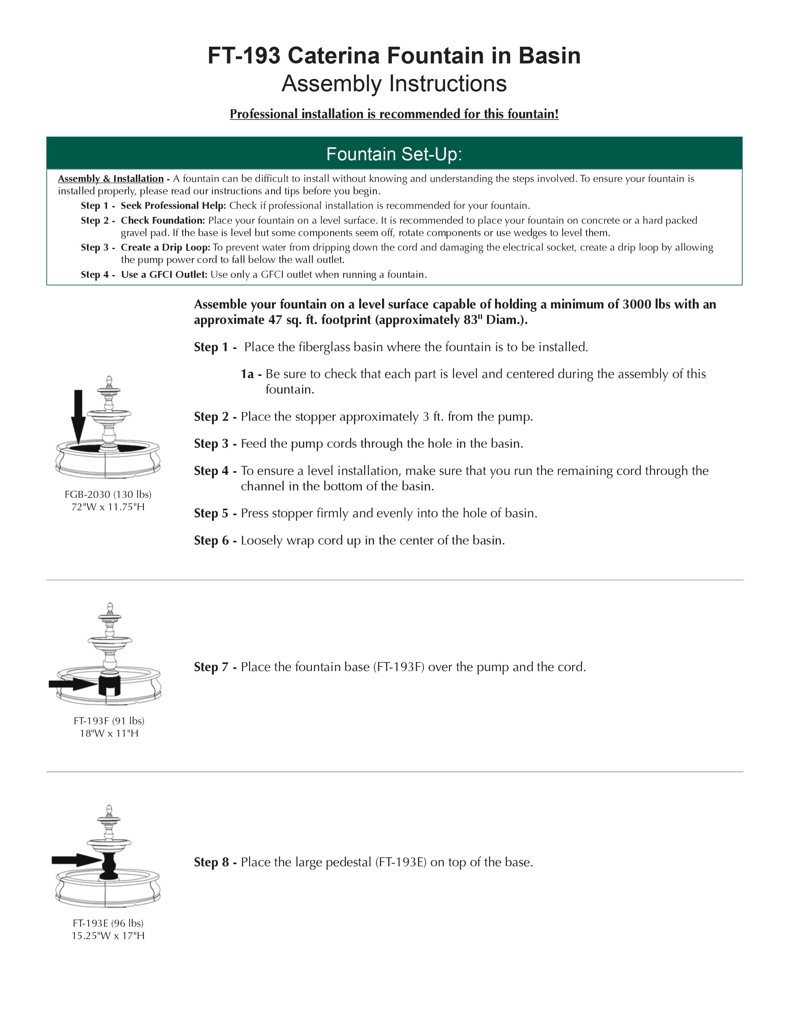 Caterina Tiered Large Outdoor Fountain in Basin