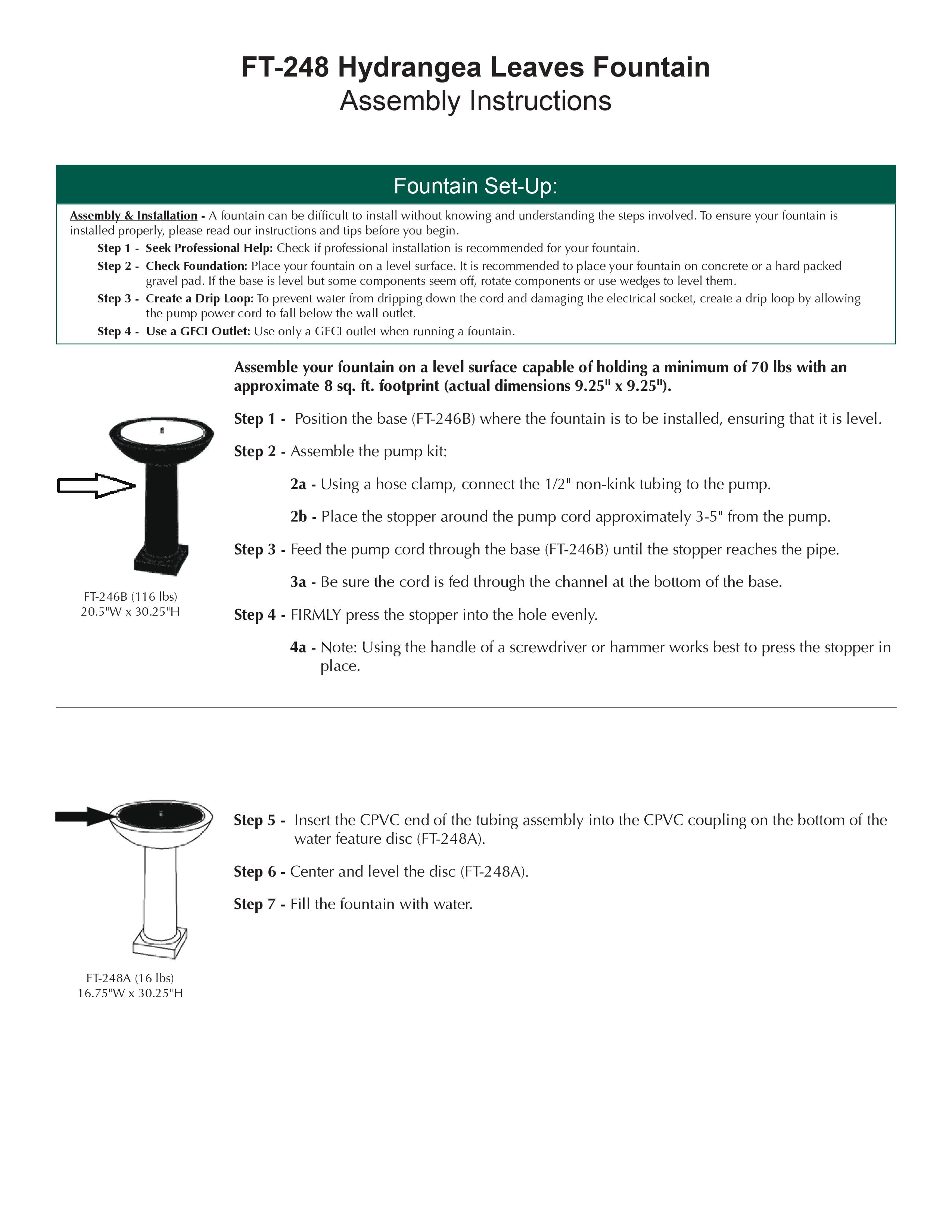 Hydrangea Leaves Birdbath Fountain