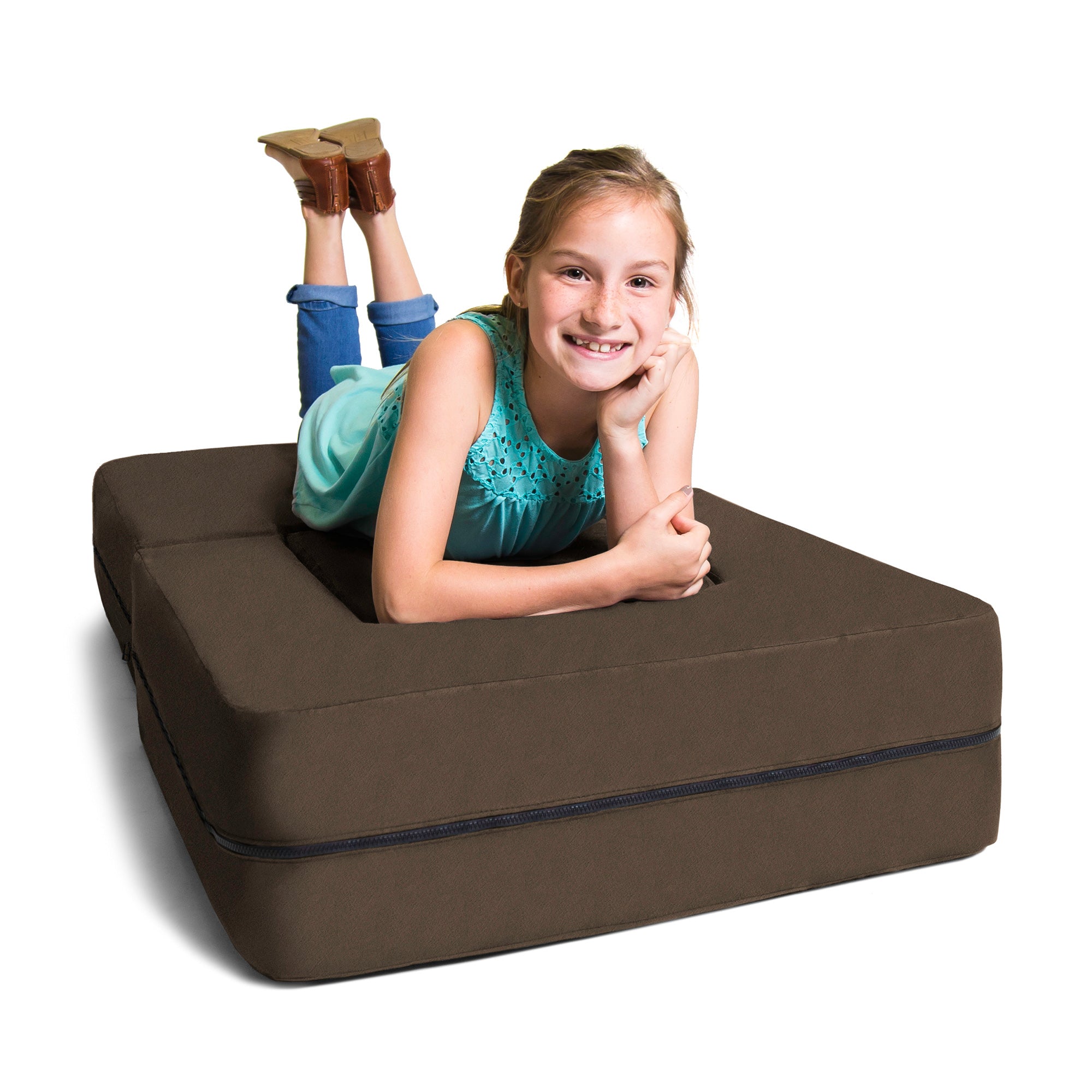 Kids Zipline Convertible Chair & Ottoman - Big Kids Edition - Microsuede