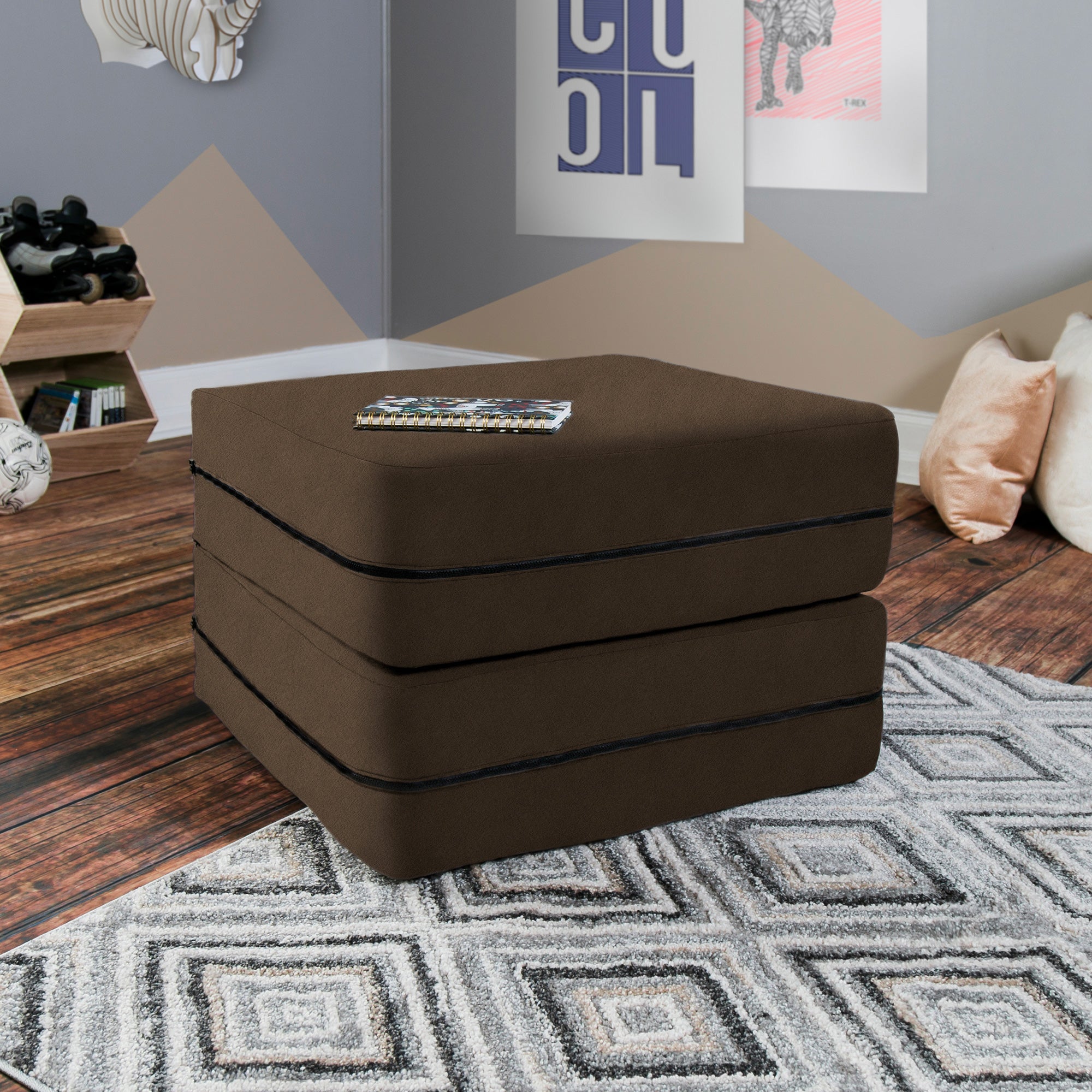 Kids Zipline Convertible Chair & Ottoman - Big Kids Edition - Microsuede