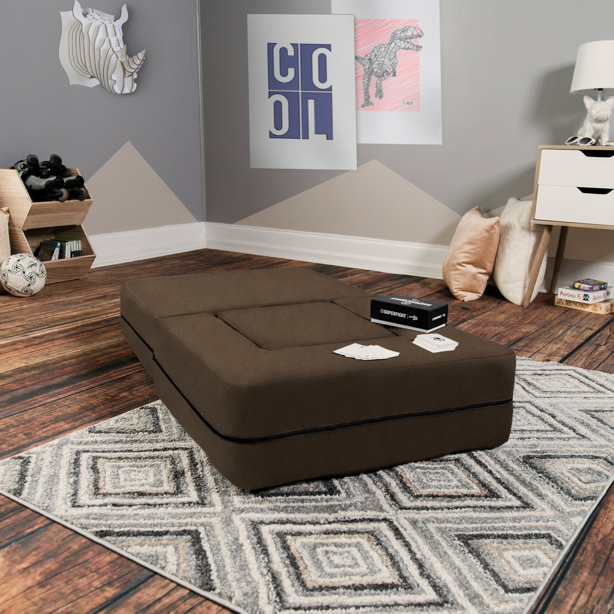 Kids Zipline Convertible Chair & Ottoman - Big Kids Edition - Microsuede