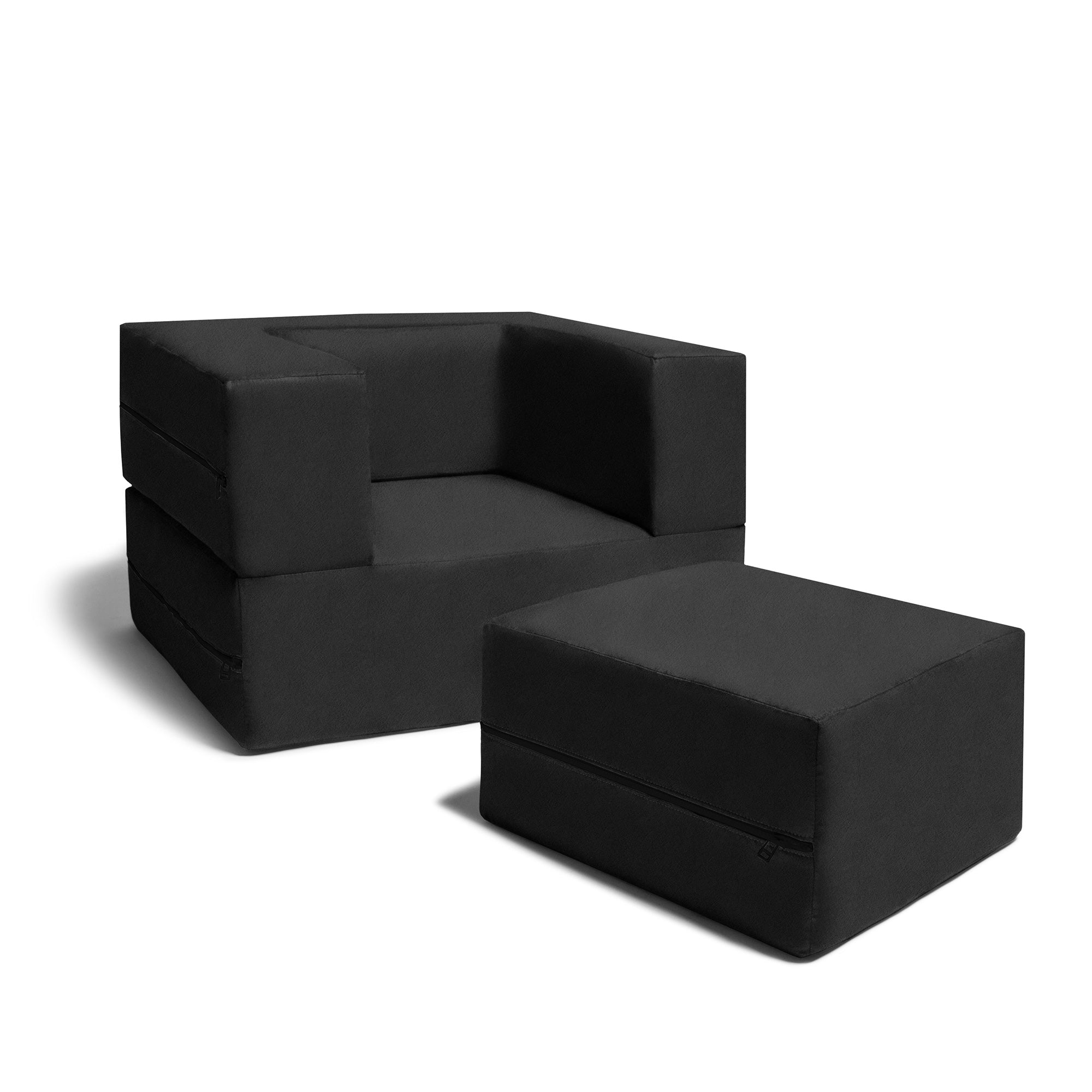 Kids Zipline Convertible Chair & Ottoman - Big Kids Edition - Microsuede