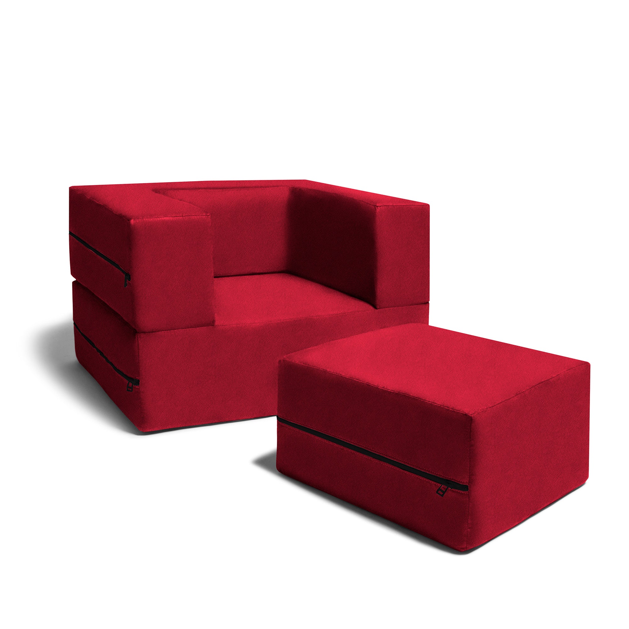 Kids Zipline Convertible Chair & Ottoman - Big Kids Edition - Microsuede