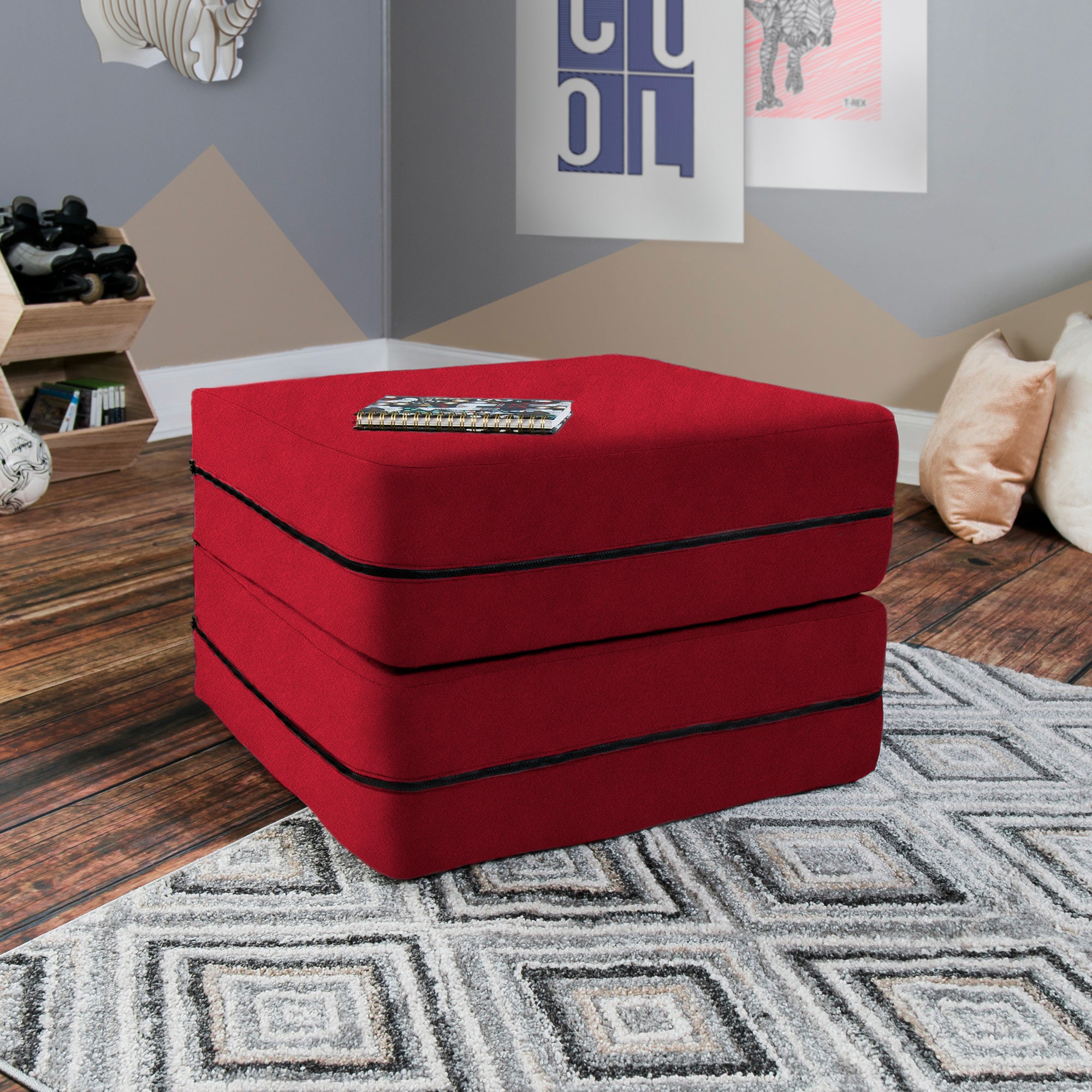 Kids Zipline Convertible Chair & Ottoman - Big Kids Edition - Microsuede