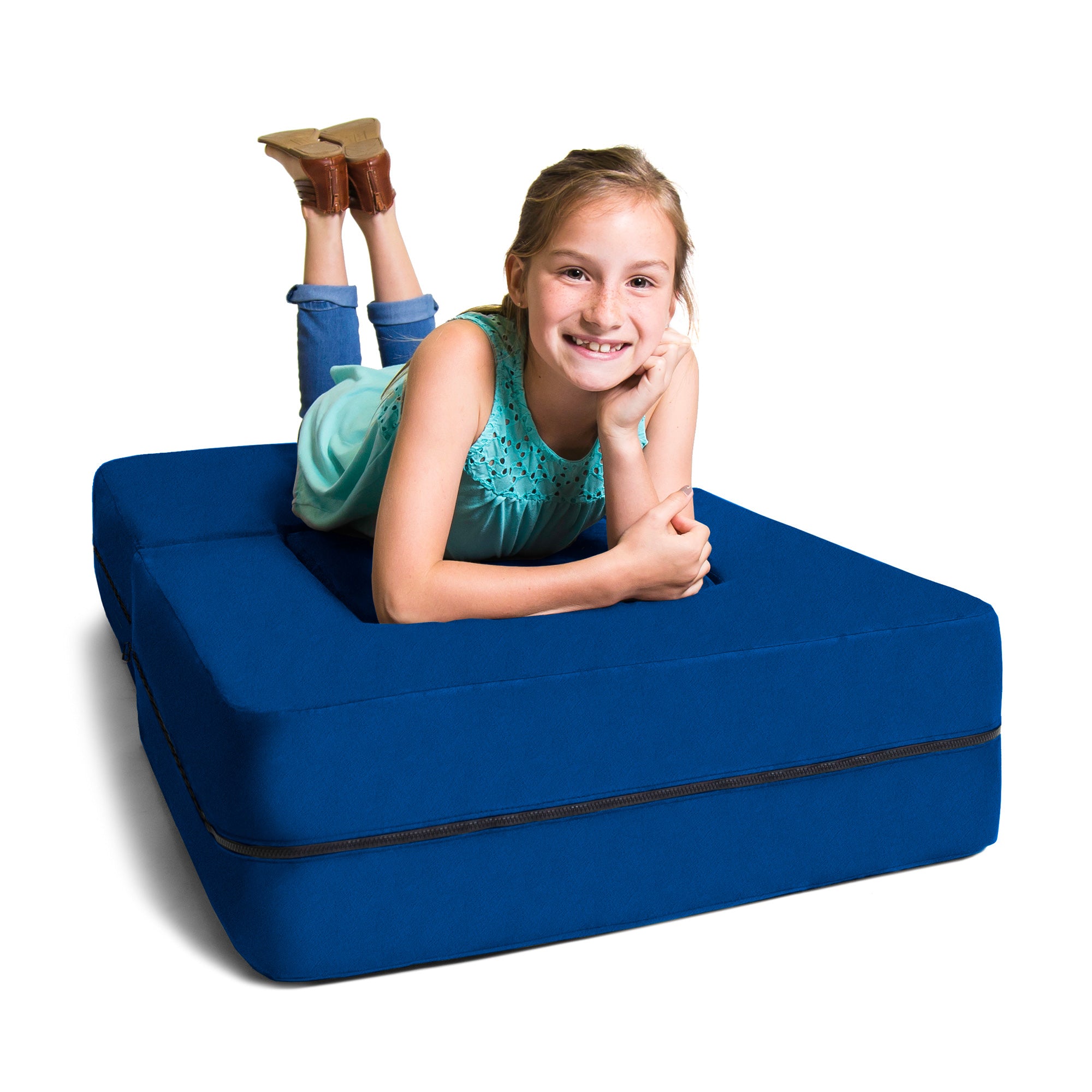 Kids Zipline Convertible Chair & Ottoman - Big Kids Edition - Microsuede