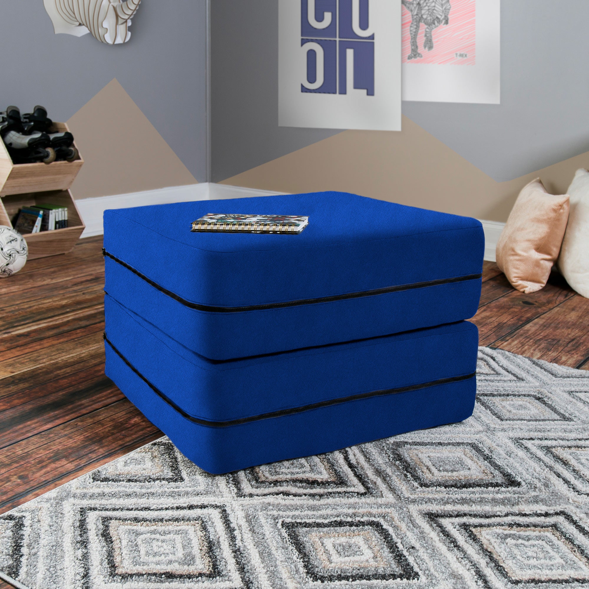 Kids Zipline Convertible Chair & Ottoman - Big Kids Edition - Microsuede