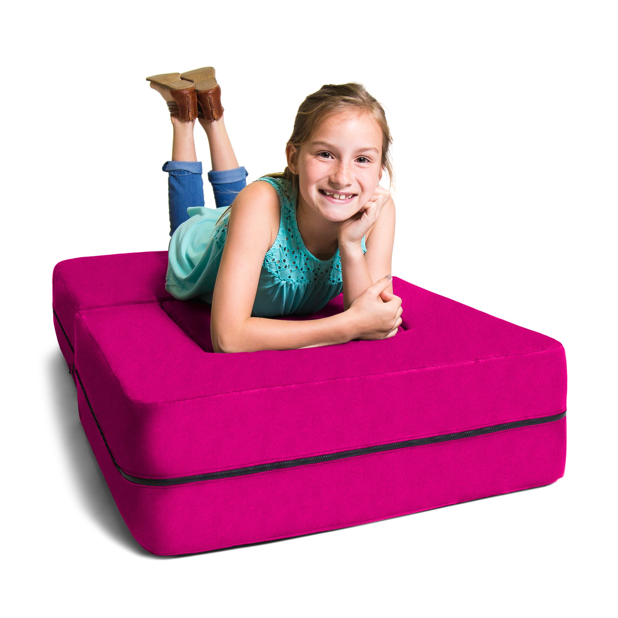 Kids Zipline Convertible Chair & Ottoman - Big Kids Edition - Microsuede