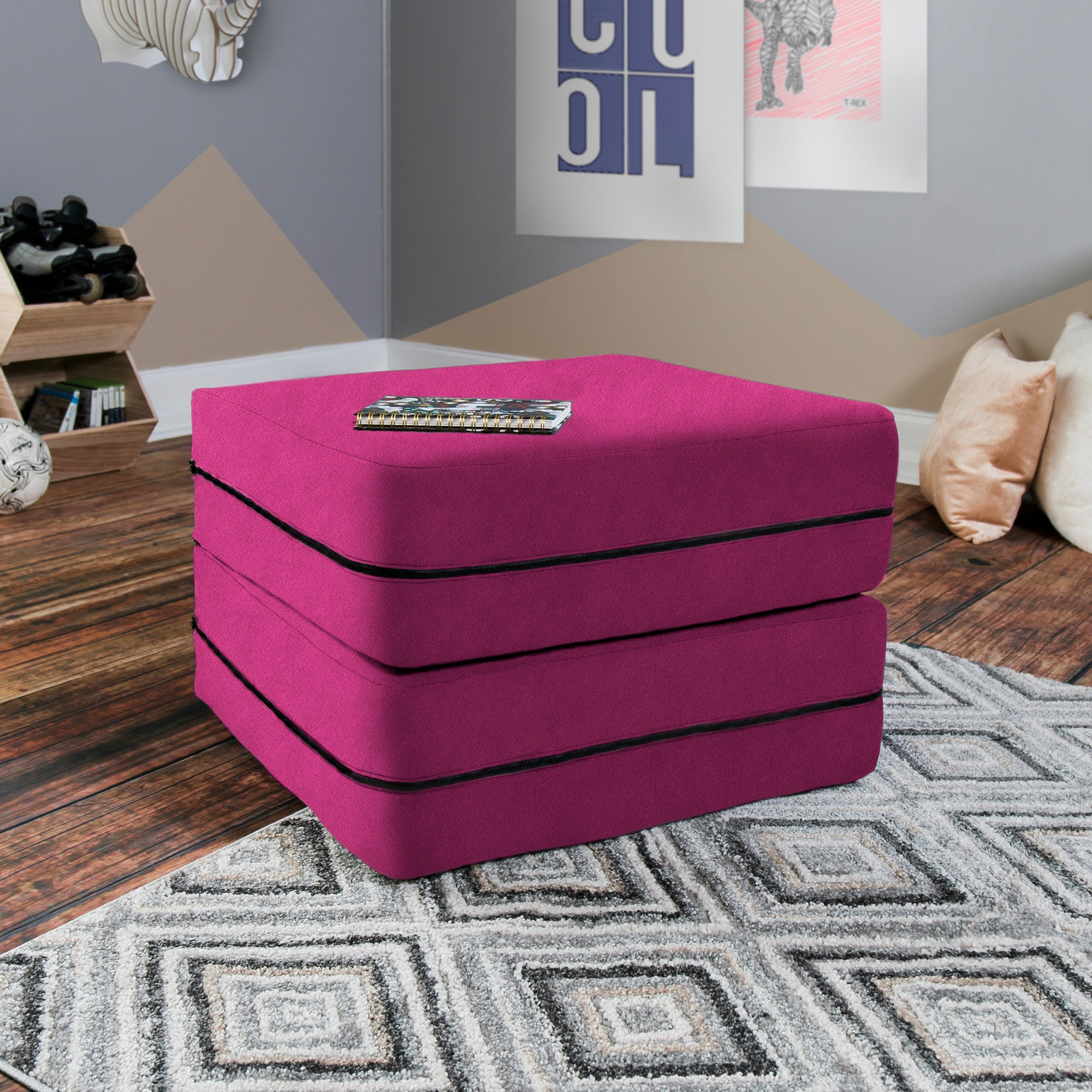 Kids Zipline Convertible Chair & Ottoman - Big Kids Edition - Microsuede