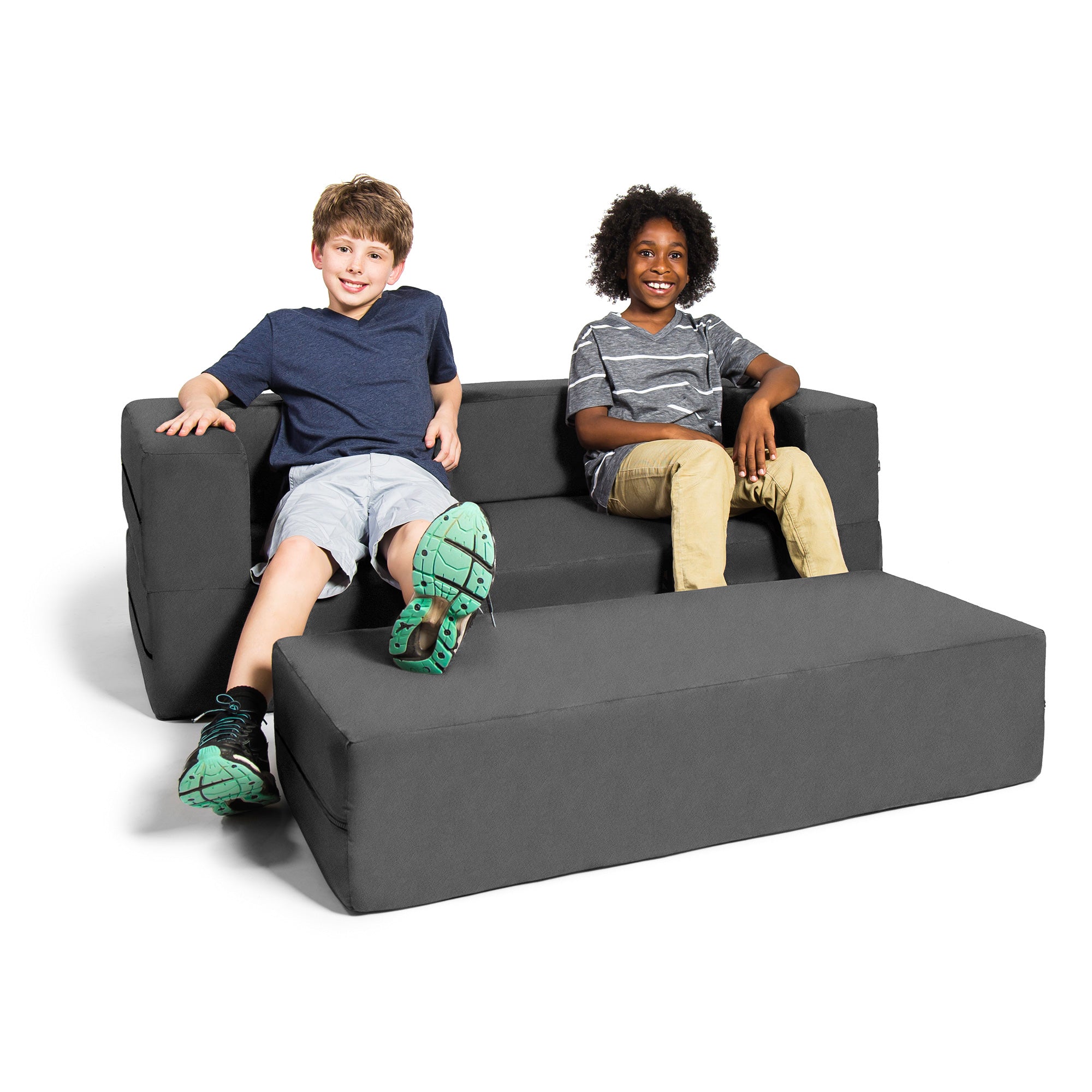 Kids Zipline Convertible Sofa & Large Ottoman