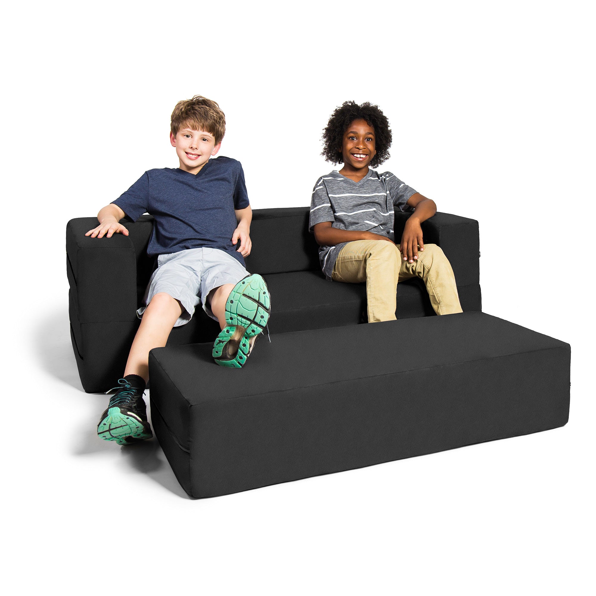 Kids Zipline Convertible Sofa & Large Ottoman