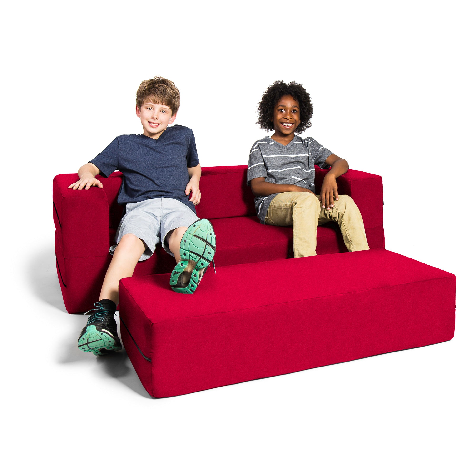 Kids Zipline Convertible Sofa & Large Ottoman