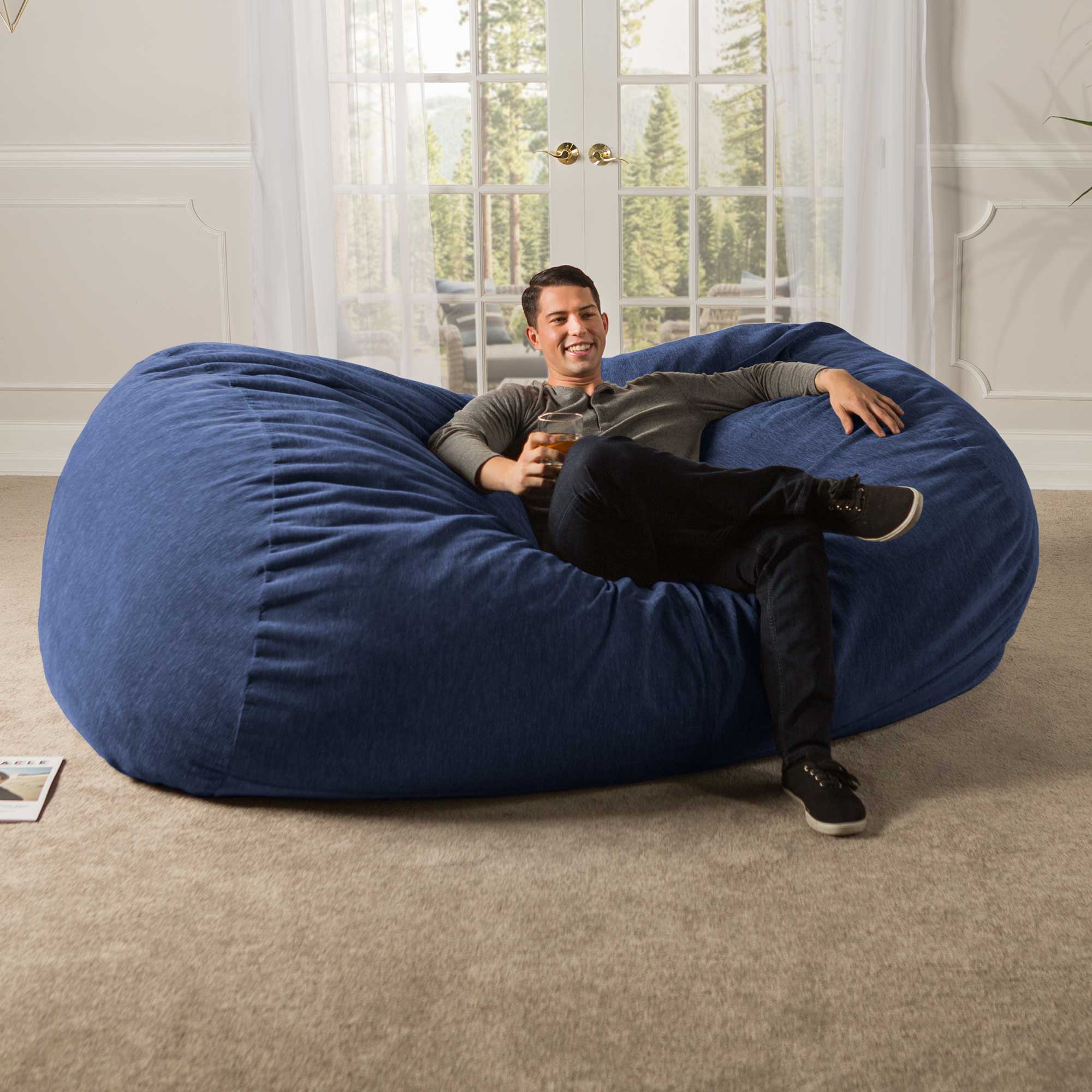 Jaxx 7 Foot Giant Bean Bag Sofa with Premium Chenille Cover