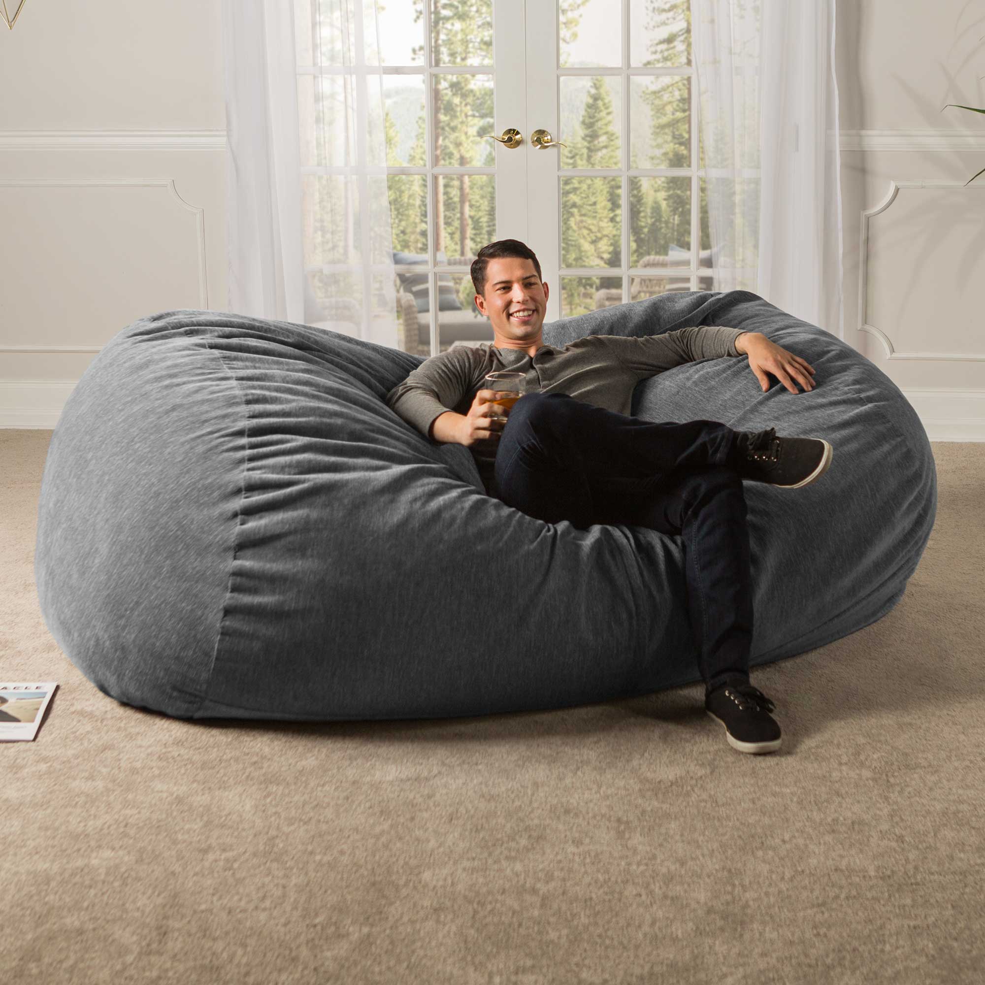 Jaxx 7 Foot Giant Bean Bag Sofa with Premium Chenille Cover