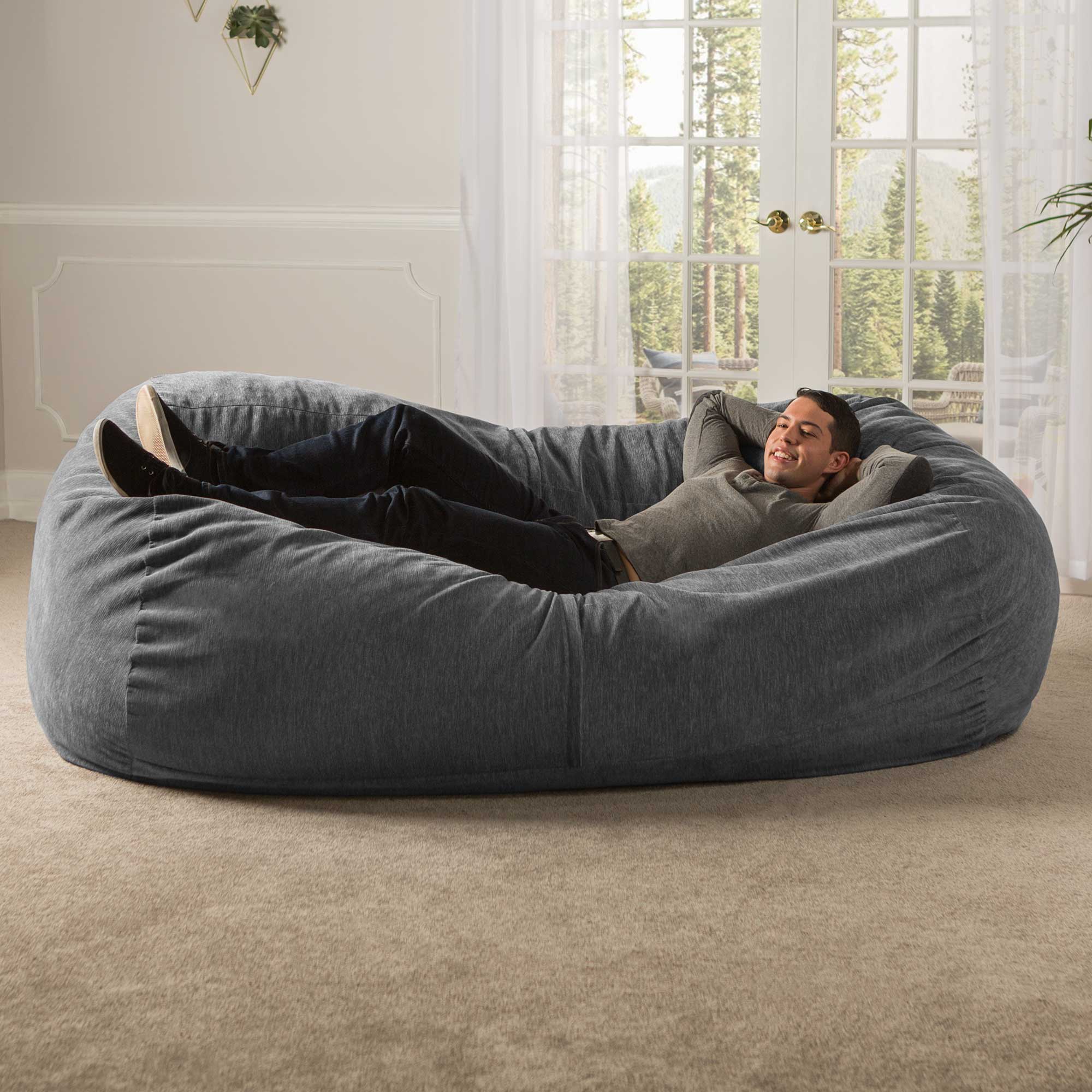Jaxx 7 Foot Giant Bean Bag Sofa with Premium Chenille Cover