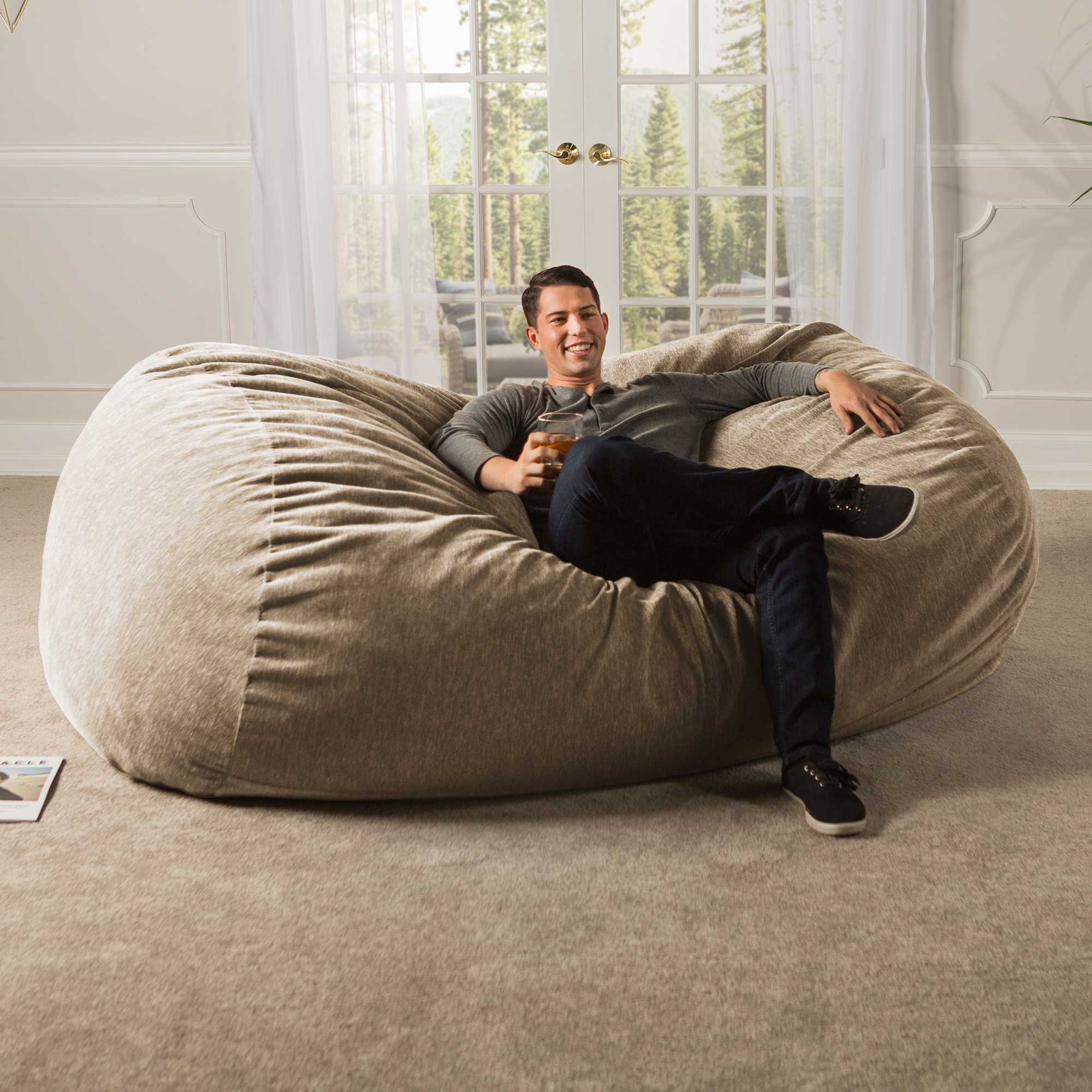 Jaxx 7 Foot Giant Bean Bag Sofa with Premium Chenille Cover