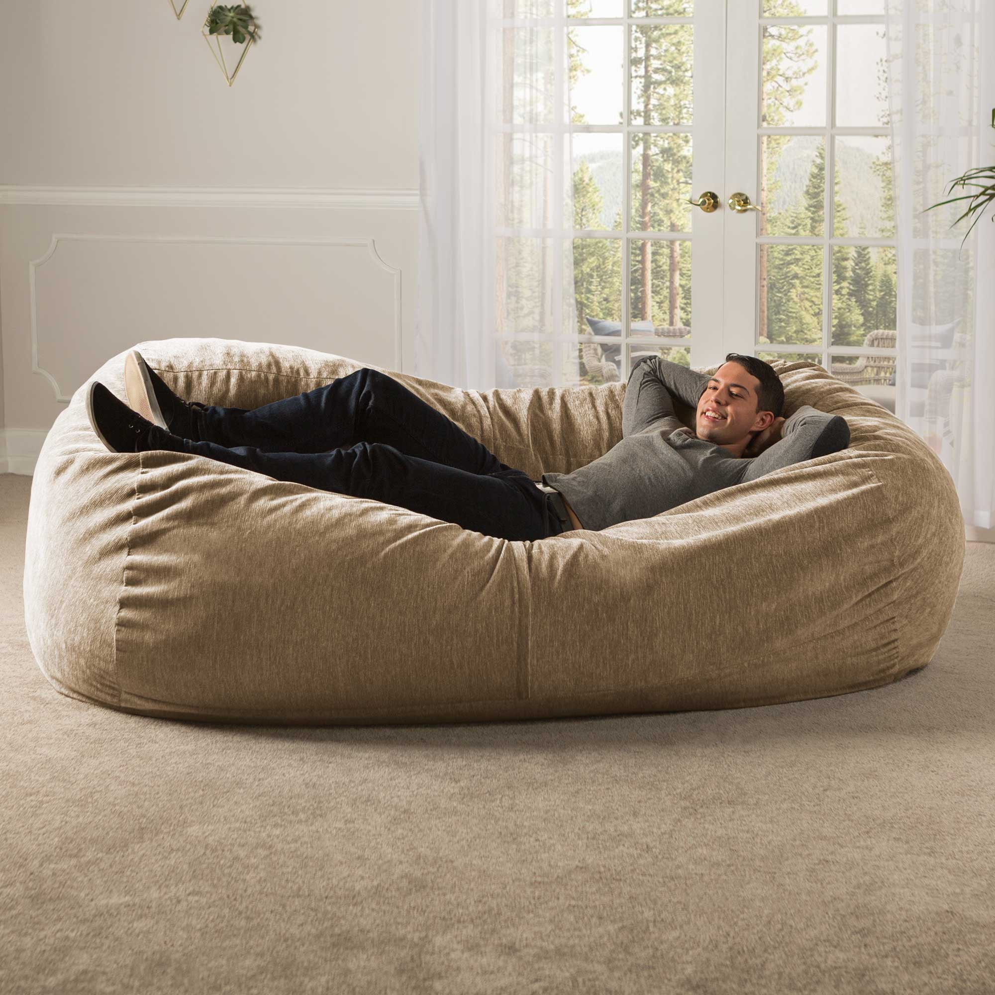 Jaxx 7 Foot Giant Bean Bag Sofa with Premium Chenille Cover