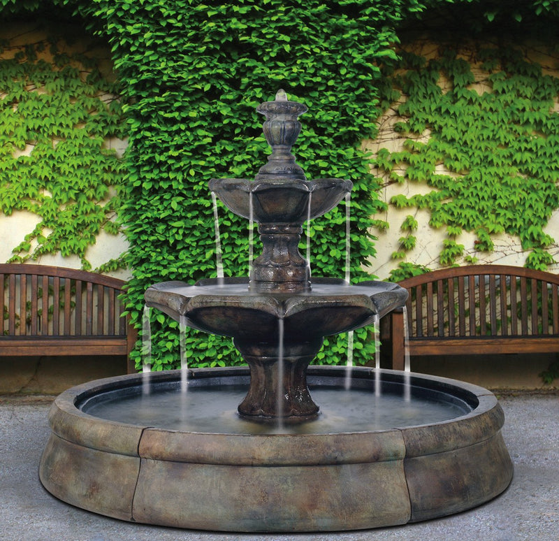 Finial Spill Outdoor Water Fountain in Crested Pool