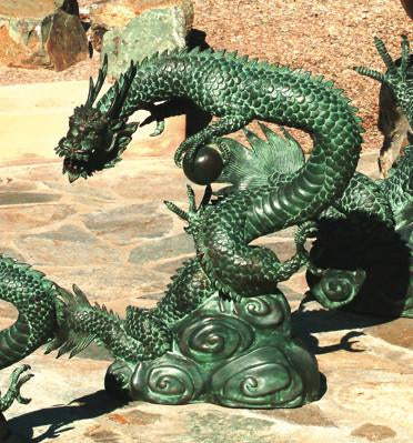 Brass Baron Medium Water Dragon Garden Accent and Pool Statuary