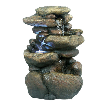 3 Tier Rock Tabletop Fountain With White LED Lights