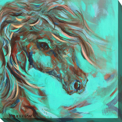 Teal Horse #2 Outdoor Canvas Art