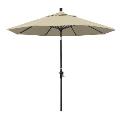 California Umbrella 9' Sunset Series Patio Umbrella With Bronze Aluminum Pole Aluminum Ribs Auto Tilt Crank Lift With Pacifica Fabric