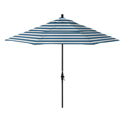 California Umbrella 11' Sun Master Series Patio Umbrella With Matted Black Aluminum Pole Fiberglass Ribs Collar Tilt Crank Lift With Sunbrella Fabric