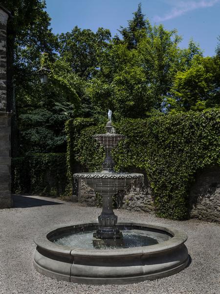 Charleston Cast Stone Outdoor Fountain in Basin | Large Fountain
