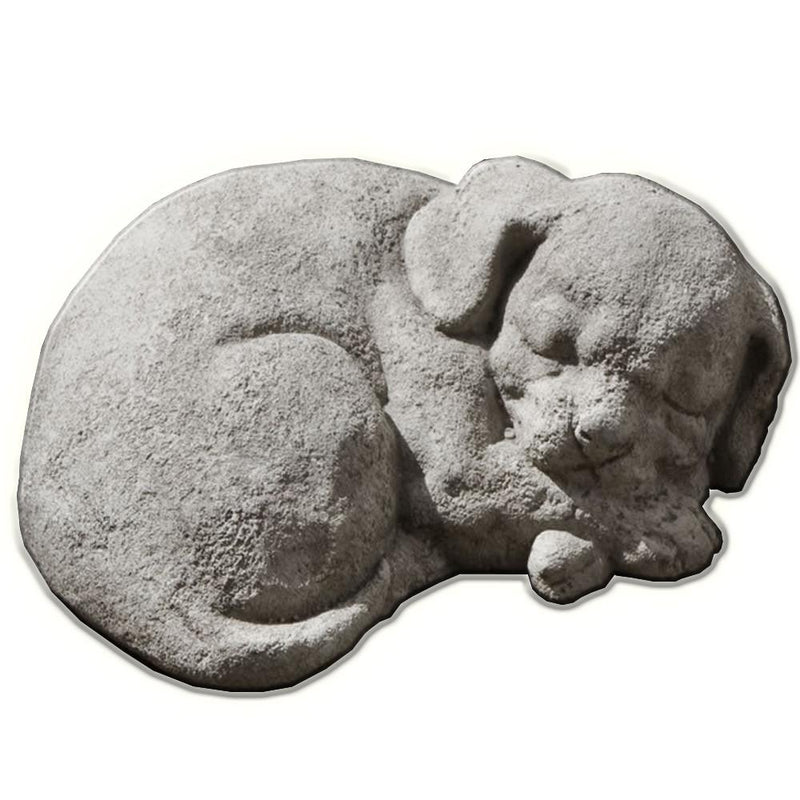 Curled Dog Small Cast Stone Garden Statue