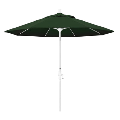 California Umbrella 9' Sun Master Series Patio Umbrella With Matted White Aluminum Pole Fiberglass Ribs Collar Tilt Crank Lift With Pacifica Fabric