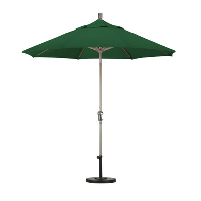 California Umbrella 9' Sunset Series Patio Umbrella With Champagne Aluminum Pole Aluminum Ribs Auto Tilt Crank Lift With Pacifica Fabric