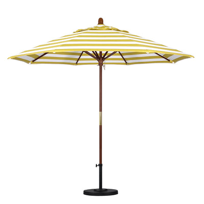 California Umbrella 9' Grove Series Patio Umbrella With Wood Pole Hardwood Ribs Push Lift With Pacifica Fabric
