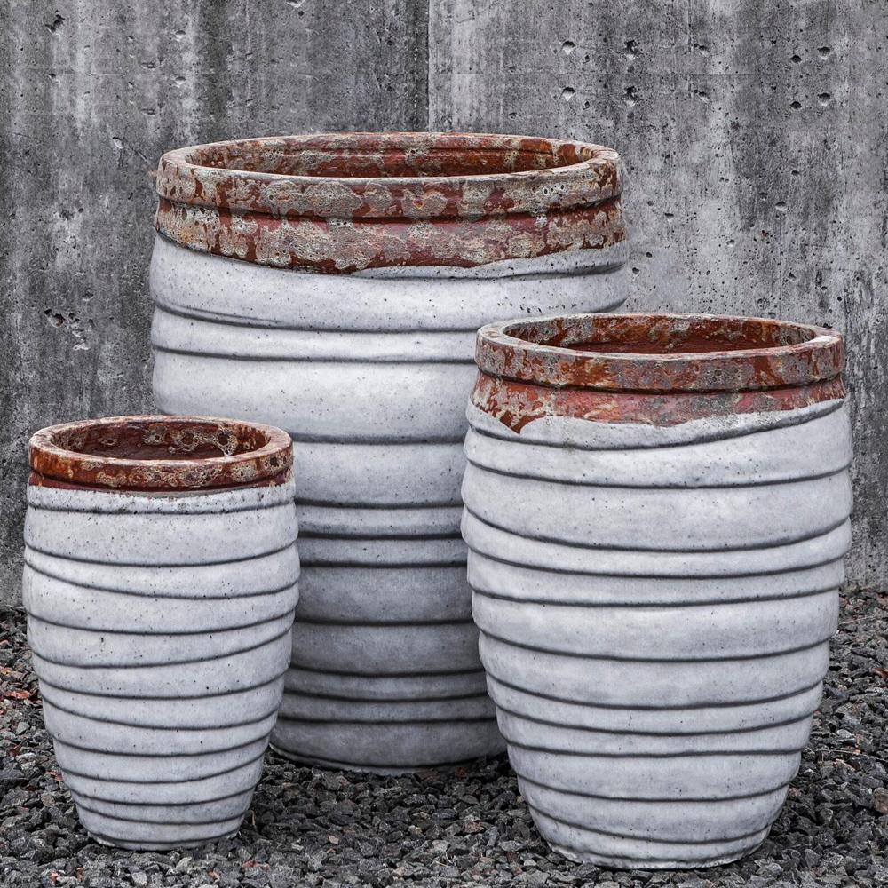 extra large glazed plant pots Guaracha Planter Set of 3 Campania International Beachcomber White
