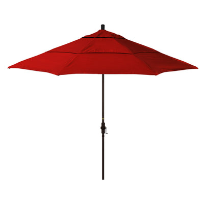 California Umbrella 11' Sun Master Series Patio Umbrella With Bronze Aluminum Pole Fiberglass Ribs Collar Tilt Crank Lift With Sunbrella Fabric