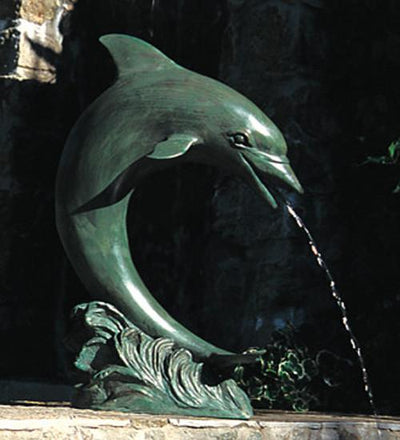 Brass Baron Large Single Dolphin Garden Accent and Pool Statuary